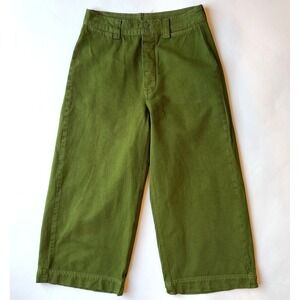Free People Boho Wide Leg Cropped Pants-Size 26-Cotton Blend Green Culottes